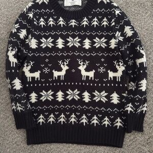 Kids Black and White Reindeer Sweater